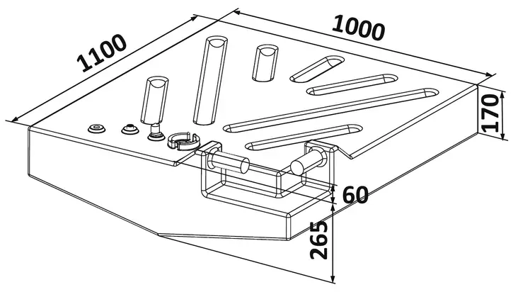 Polttoainesäiliö 1100x1000x265 206 l (bensiini) - Duell venetarvikkeet - 4656 - 1