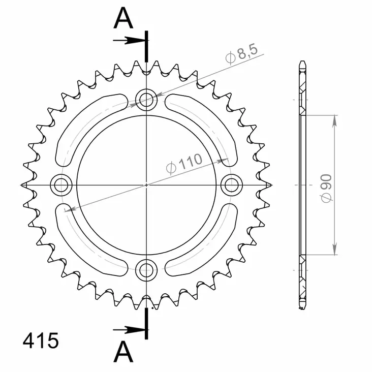 Supersprox Alu Takaratas KTM SX50 14- Oranssi 38 - Duell MP varaosat ja tarvikkeet - 118566 - 1