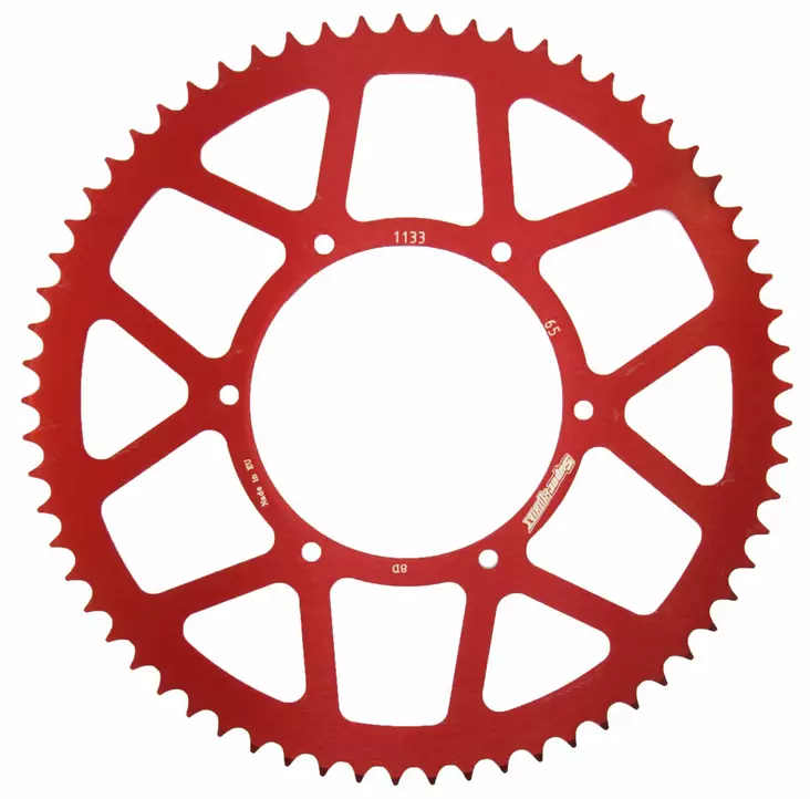 Supersprox Takaratas, Punainen, 65 hammasta (420), Ø108mm, Aprilia 14-, Derbi 1 - Duell mopojen varaosat ja tarvikkeet - 119176 - 1