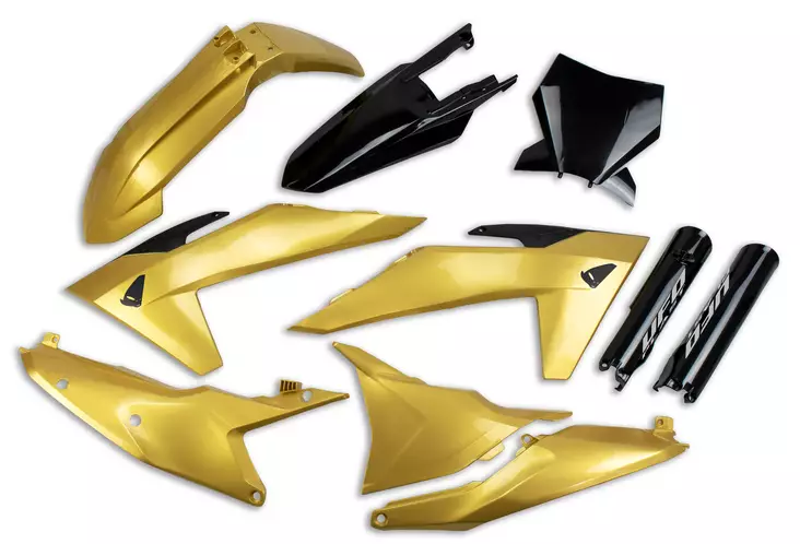 UFO Plastic kit 6-parts KTM SX/SXF125-450 23-24 Gold/Black - Duell MP varaosat ja tarvikkeet - 47106 - 1