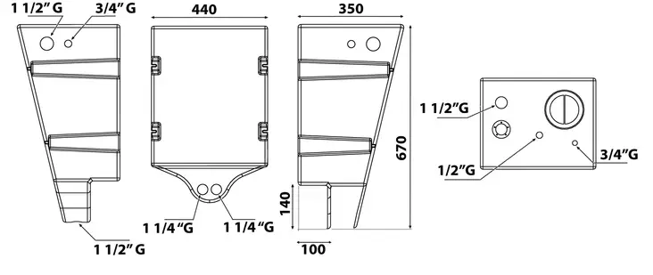 Waste water tank 78 l wall mounting - Duell venetarvikkeet - 4166 - 1