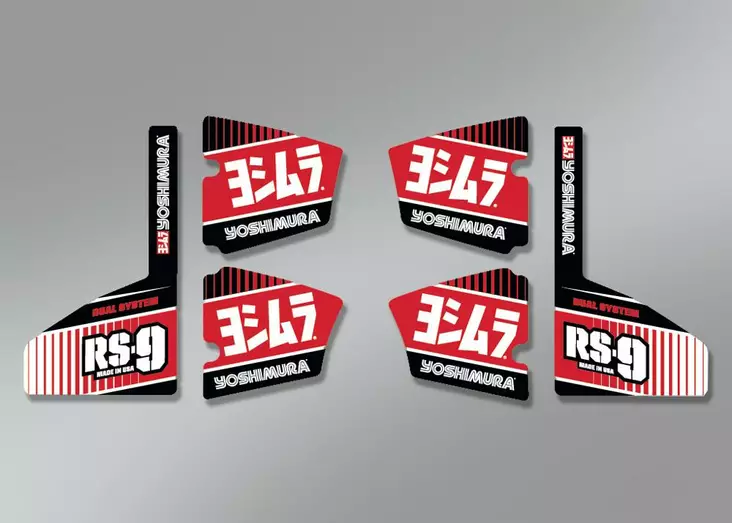 Yoshimura MUFFLER BADGE RS-9 Decal Set (6 pcs) - Duell MP varaosat ja tarvikkeet - 112816 - 1