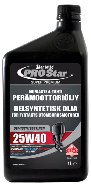 Star brite Moniaste 4-tahti 25W40 Perämoot.öljy synt. 3.78L - Duell venetarvikkeet - 132836 - 1