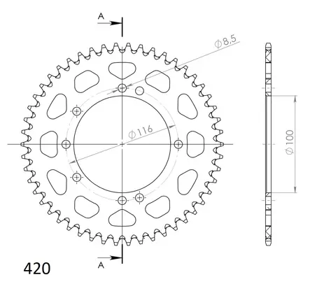 Supersprox Alu Takaratas KA KX80/85 Musta 50 - Duell MP varaosat ja tarvikkeet - 118616 - 1
