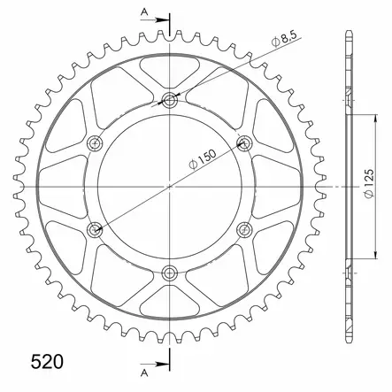 Supersprox Teräs takaratas KTM/Husqv./Husab. Musta 51 - Duell MP varaosat ja tarvikkeet - 118956 - 1