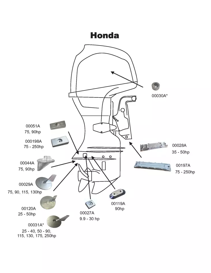 Anodi alumiini Honda BF8-BF50 - Duell venetarvikkeet - 135877 - 1