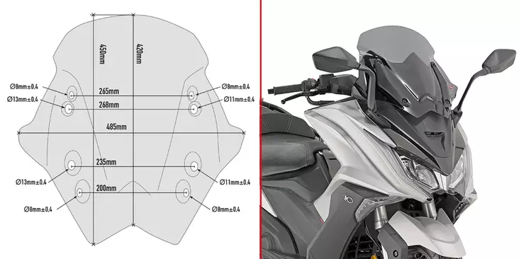 GIVI FUME' WINDSCREEN KYMCO AK 550 - Duell MP varaosat ja tarvikkeet - 100187 - 1