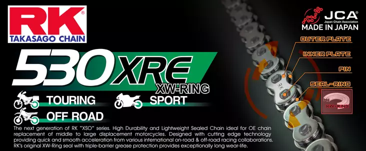 RK 530XRE XW-rengasketju +CLF(niittil.) - Duell MP varaosat ja tarvikkeet - 116787 - 1