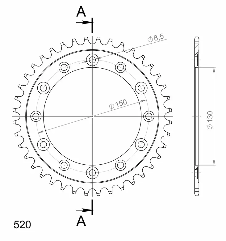 Supersprox / JT Teräs takaratas 245/2.39 - Duell MP varaosat ja tarvikkeet - 119307 - 1