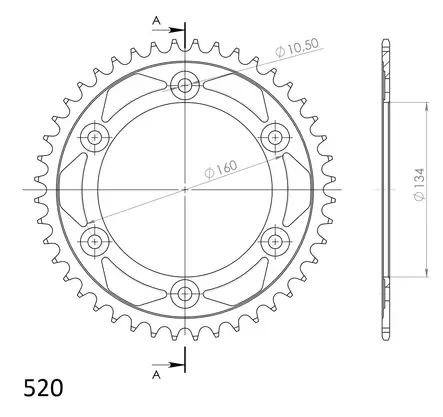 Supersprox Teräs takaratas HO CBR600/1000 (520) Musta 44 - Duell MP varaosat ja tarvikkeet - 119187 - 1