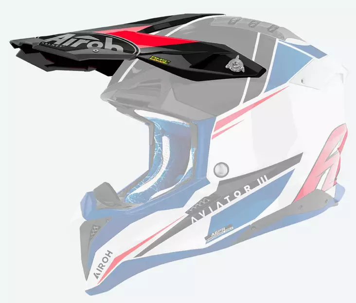 Airoh Aviator 3 Peak Push Blue/Red Gloss - Duell ajovarusteet - 59128 - 1