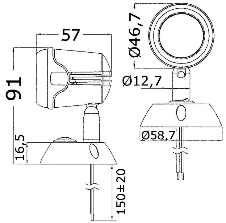 Articulated HI-POWER LED white spotlight 12/24 V - Duell venetarvikkeet - 7498 - 1