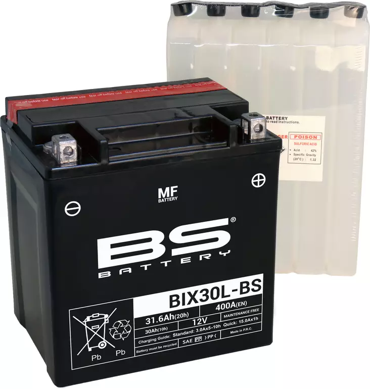 BS Battery BIX30L-BS MF (cp) Maintenance Free - Duell muut varaosat ja tarvikkeet - 131338 - 1