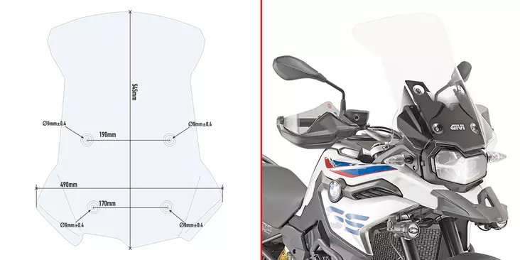 GIVI Windscreen BMW F850GS 2018- - Duell MP varaosat ja tarvikkeet - 100678 - 1