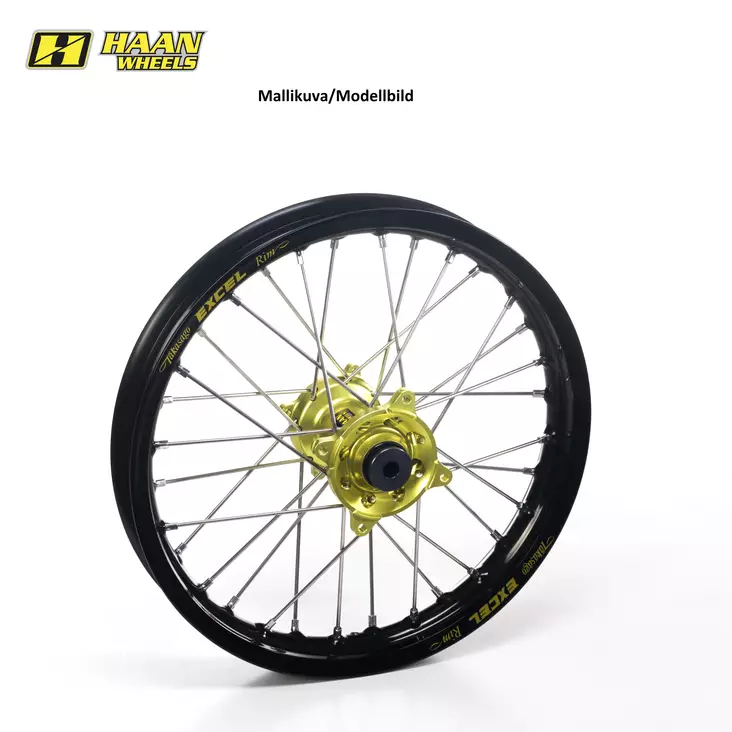 Haan wheel SX65 REAR 16-24 12-1,60 BLACK RIM/YELLOW HUB - Duell MP varaosat ja tarvikkeet - 63548 - 1
