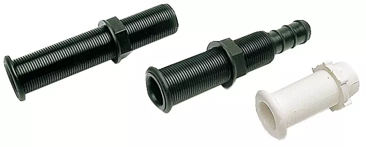 Läpivienti pohjatulpalle valkoinen 22.7 x 150mm (letkuliittimellä) - Duell venetarvikkeet - 6318 - 1