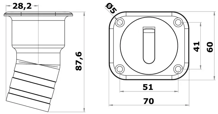 Osculati square kansiruuvike RST WASTE 38mm - Duell venetarvikkeet - 5268 - 1