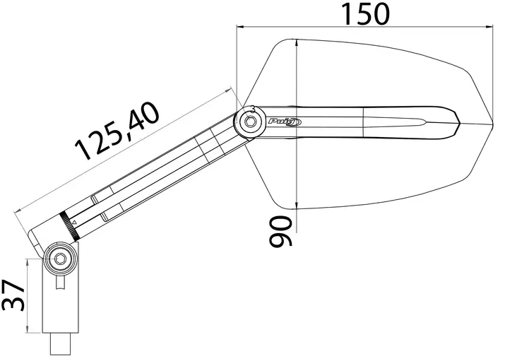 Puig Rear Mirror Mod. Gti Homolog. L/Dcho C/Alu-Alu - Duell MP varaosat ja tarvikkeet - 99878 - 1