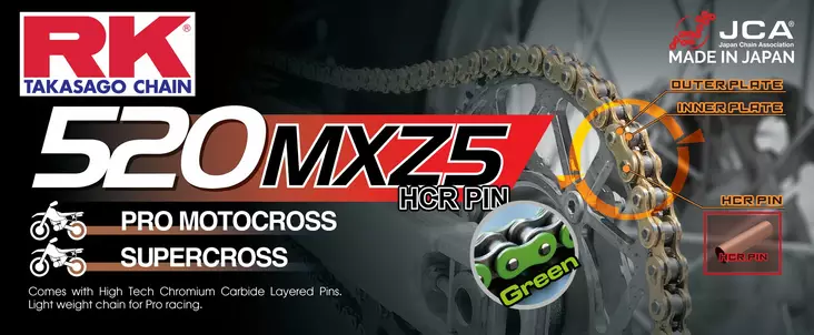 RK MM520MXZ5 Offroad Pro ketju Vihreä +CL (Jousil.) - Duell MP varaosat ja tarvikkeet - 118068 - 1