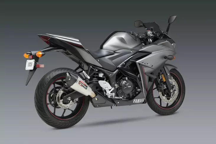 Yoshimura YZF-R3 15-21 / MT-03 20-21 AT2 Stainless Slip-On Exhaust, w/ Stainles - Duell MP varaosat ja tarvikkeet - 113278 - 1