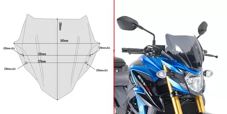 Givi Specific screen smoked 28 x 36.5 cm (H x W) GSX-S750 (17) - Duell MP varaosat ja tarvikkeet - 100208 - 1
