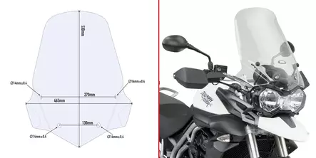 Givi Specific screen transparent 53 x 46.5 cm (H x W) Tiger 800 11- - Duell MP varaosat ja tarvikkeet - 101048 - 1