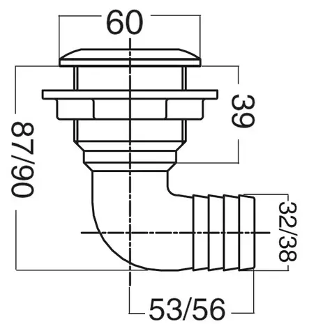 Läpivienti SS 90° 11/2x38 - Duell venetarvikkeet - 7018 - 1