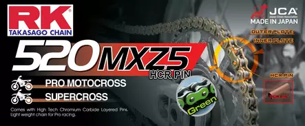 RK MM520MXZ5 Offroad Pro ketju Vihreä +CL (Jousil.) - Duell MP varaosat ja tarvikkeet - 118068 - 1