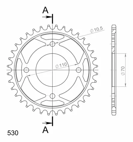 Supersprox / JT Teräs takaratas 246.36 - Duell MP varaosat ja tarvikkeet - 119248 - 1