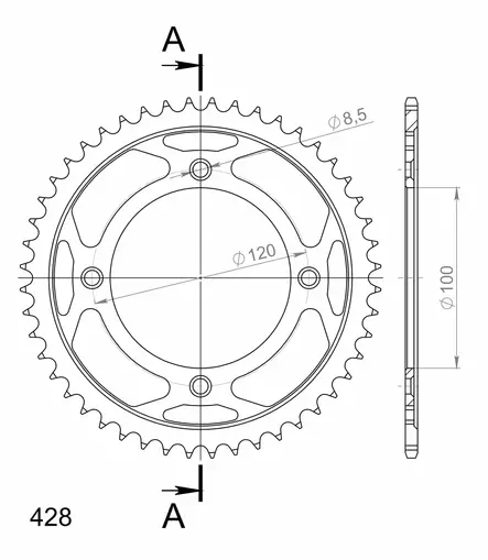 Supersprox Teräs takaratas SU RM80/85 / YA YZ80/85 Musta 47 - Duell MP varaosat ja tarvikkeet - 118938 - 1