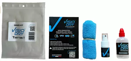 VISIODRY demo kit Superhydrophobic anti-rain AEROSOL 35 mL/50 g - Duell ajovarusteet - 47448 - 1