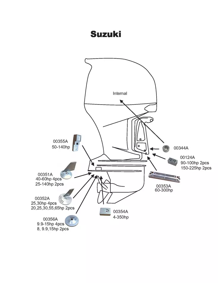 Anodi alumiini vaihteisto Suzuki/J/E 60-140HP - Duell venetarvikkeet - 135199 - 1