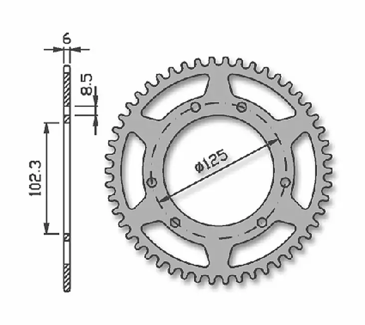 Forte Takaratas 65 ham. (420) Ø105mm Pun. Alu. Aprilia / Derbi / Drac / Rieju - Duell mopojen varaosat ja tarvikkeet - 118569 - 1
