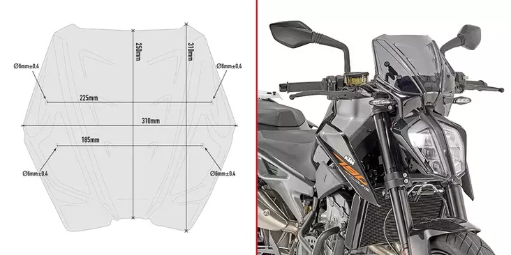 GIVI SPECIFIC SCREEN FUME' KTM - Duell MP varaosat ja tarvikkeet - 100989 - 1