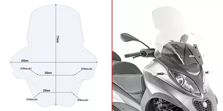 GIVI SPOILER PIAGGIO 350/500 MP3 - Duell MP varaosat ja tarvikkeet - 100179 - 1