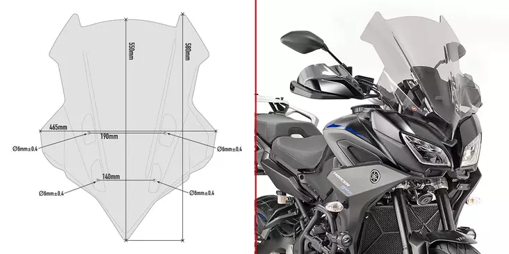 Givi Tuuliilasi 55x46.5cm Tracer 900 18- - Duell MP varaosat ja tarvikkeet - 100129 - 1