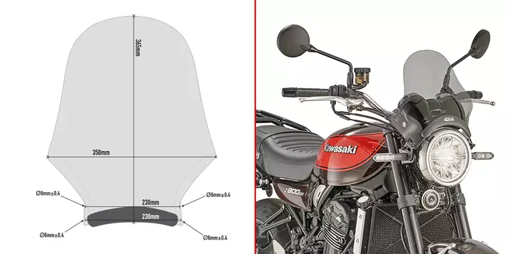 Givi Universal screen smoked 36.5 x 35 cm - Duell MP varaosat ja tarvikkeet - 100159 - 1