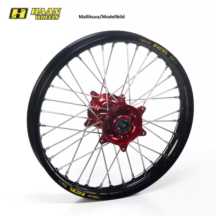 Haan wheel CR 125 / CRF 250 02-13 19-1,85 BLACK RIM/RED HUB - Duell MP varaosat ja tarvikkeet - 63669 - 1