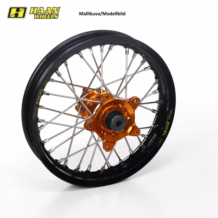 Haan wheel SX&SXF 15- /EXC MODELS 16- 17-3,50 BLACK RIM/ORANGE HUB - Duell MP varaosat ja tarvikkeet - 63959 - 1