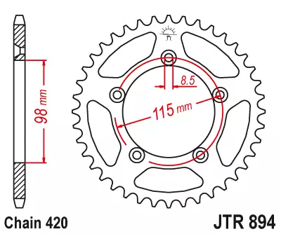 JT Takaratas Alumiini 7075 T6 Musta JTA894.46BLK - Duell MP varaosat ja tarvikkeet - 118439 - 1