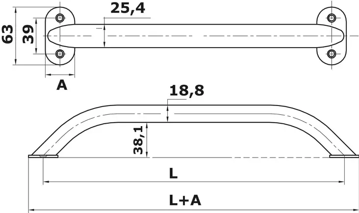 Käsikaide SS450mm - Duell venetarvikkeet - 5859 - 1
