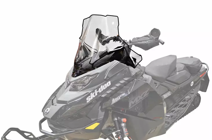 Powermadd Tuulilasi Ski-Doo Gen5 Keskikorkea 19" Kirkas/Mustalla grafiikalla - Duell MK varaosat ja tarvikkeet - 23659 - 1