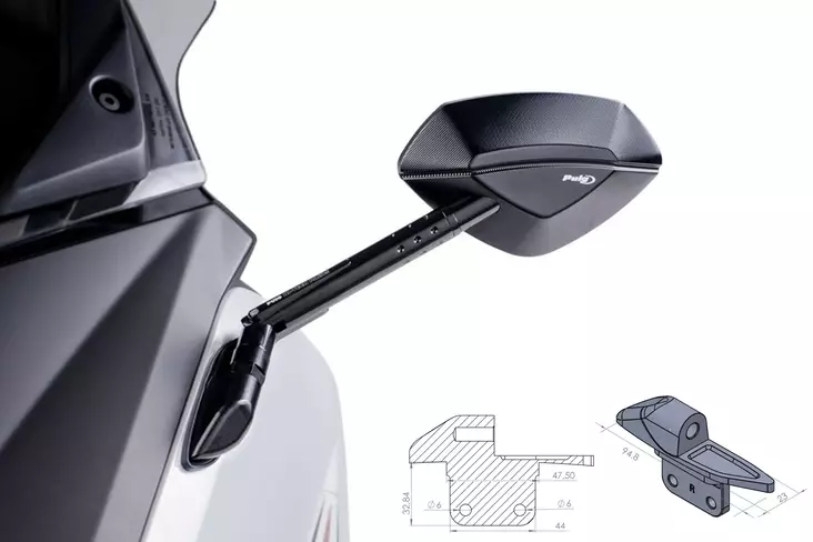 Puig Adapter Left Side For Fairing Tmax 12'-13 - Duell MP varaosat ja tarvikkeet - 90679 - 1