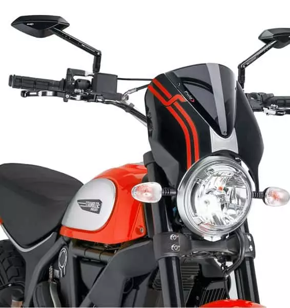 Puig Windshield Retrovision Scrambler 15-17 Black/Ds - Duell MP varaosat ja tarvikkeet - 91669 - 1