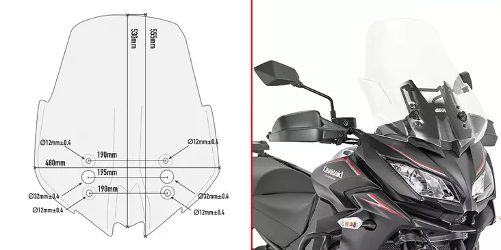 Specific screen transparent 53 x 48 cm (H x W) Versys 1000 (17) - Duell MP varaosat ja tarvikkeet - 100529 - 1