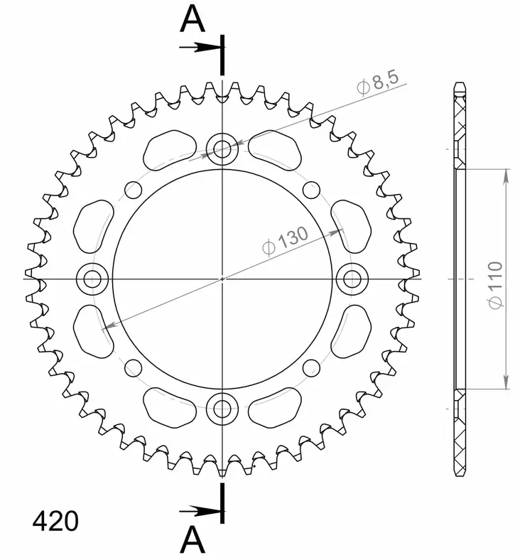 Supersprox Alu Takaratas KA/SU KX65 00-/RM65 03-05 Musta 47 - Duell MP varaosat ja tarvikkeet - 118249 - 1