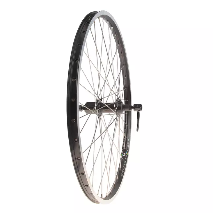 Takapyörä 24" 18-507 SHIMANO 7v. kasetti. pikalukitus. Alex ACE 17 musta - Duell polkupyörien varaosat ja tarvikkeet - 58719 - 1