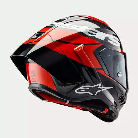 Alpinestars Kypärä Supertech R10 Element Musta/Carb/Fluo Punainen/Valkoinen, S - Duell ajovarusteet - 36189 - 1