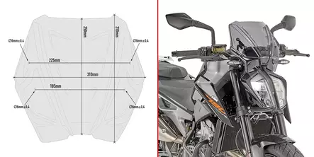 GIVI SPECIFIC SCREEN FUME' KTM - Duell MP varaosat ja tarvikkeet - 100989 - 1