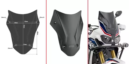 Givi Tuuliilasi matala Musta 40x31 cm (h x b) CRF1000L Africa Twin - Duell MP varaosat ja tarvikkeet - 100689 - 1